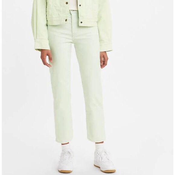 Levi’s Wedgie Straight Button Fly Corduroy Pants Women’s 27 Mint Green - Picture 1 of 10
